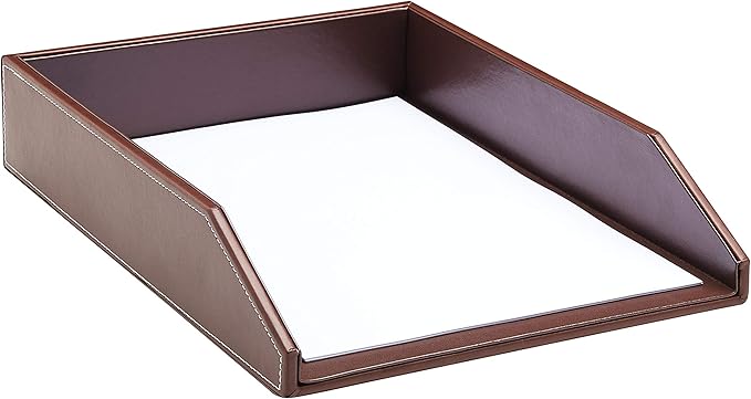 Gallaway Leather Letter Tray Desk Organizer - Paper Tray for Desk,Premium PU Leather Tray Perfect for Office Organization, Document Holder Fits A4 Paper, Stackable Drawers for Extra Desk Storage.
