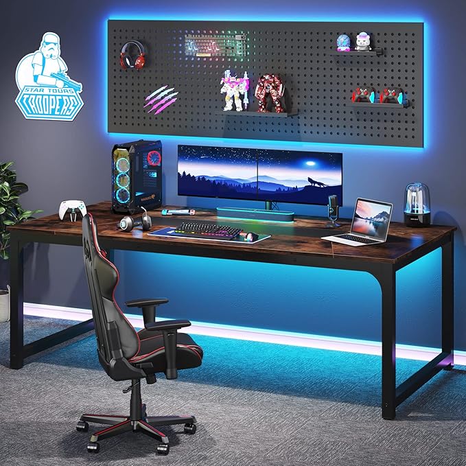 Tribesigns Modern Computer Desk, 78.7 x 39.4 inch X Large Executive Office Desk Computer Table Study Writing Desk Workstation for Home Office,Rustic/Black