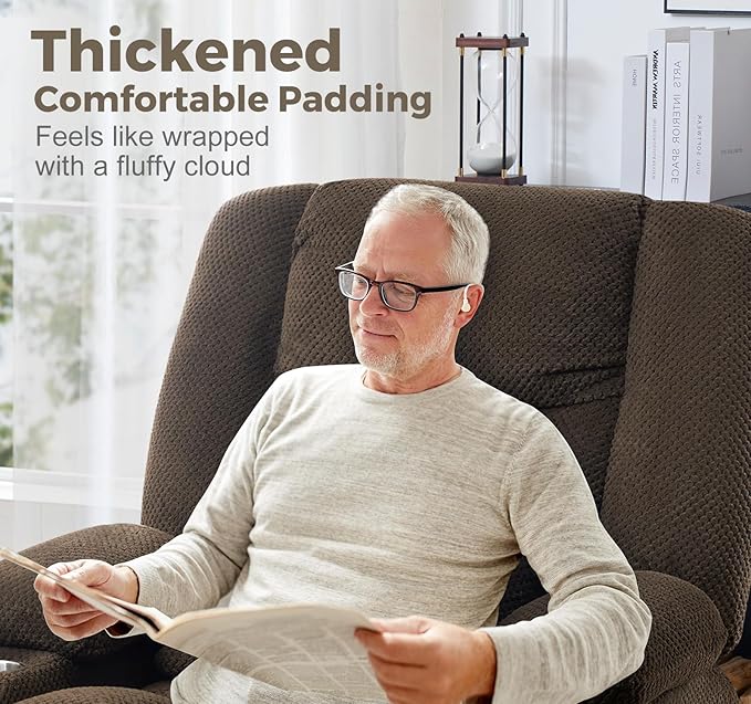 Large Dual Motor Lay Flat Power Lift Massage Recliner Chair Set of 2, Lift Chairs Recliner with Lumbar Pillow, Cup Holder for Elderly with Heat for Living Room - Brown