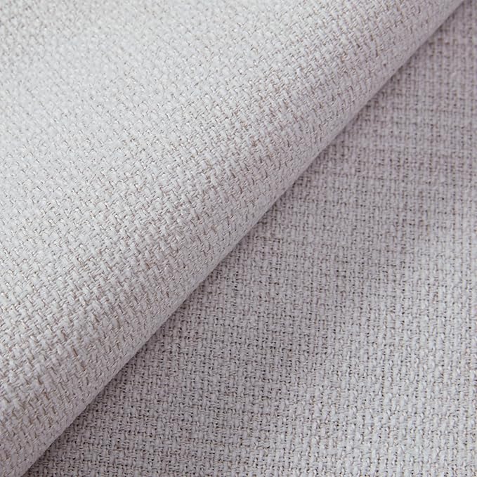 54" Tall Headboard Bed Frame with Chenille Upholstery, High Wingback Platform Bed, Sturdy Metal Foundation and Solid Wood Feet (Textured Ivory, Queen (U.S. Standard))