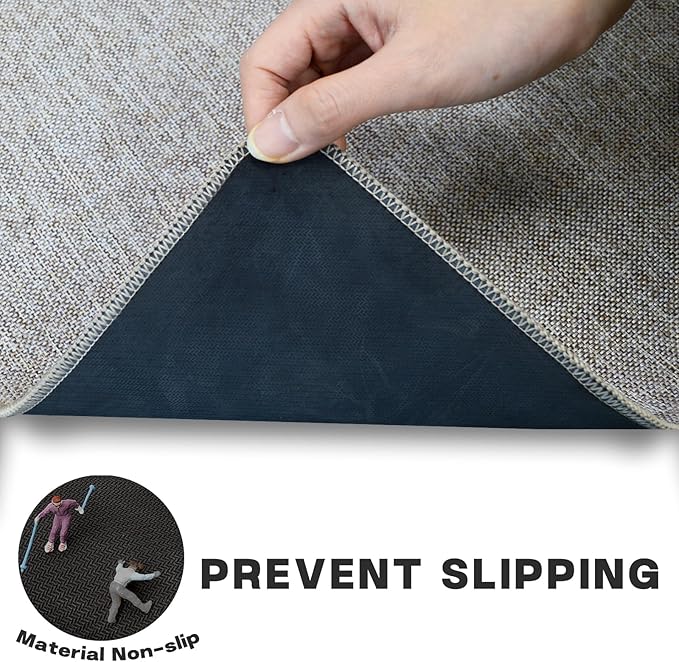 Yancorp Ultra Thin Bath Mat & Rug 32"x 47", Rubber Backed Non-Slip Bathroom Mats, Quick Dry Shower Rugs Under Door, Super Absorbent Floor Mats for Bathroom Sink & Shower Khaki