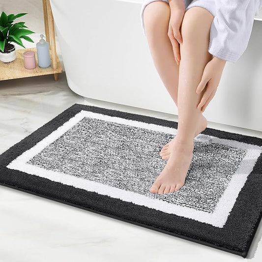 OLANLY Bathroom Rugs 36x24, Extra Soft and Absorbent Microfiber Bath Mat, Non-Slip, Machine Washable, Quick Dry Shaggy Bath Carpet, Suitable for Bathroom Floor, Tub, Shower (Large, Black)
