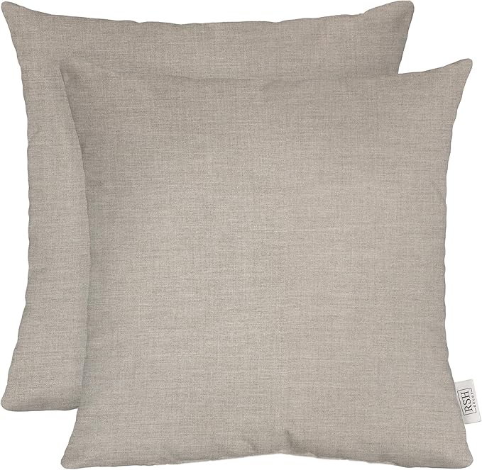 RSH DECOR: Sunbrella Square Throw Pillows Set of 2 | 24" x 24" | Water and Fade-Resistant Performance Fabric | Outdoor Pillow Covers with Down-Alternative Inserts | Cast Silver