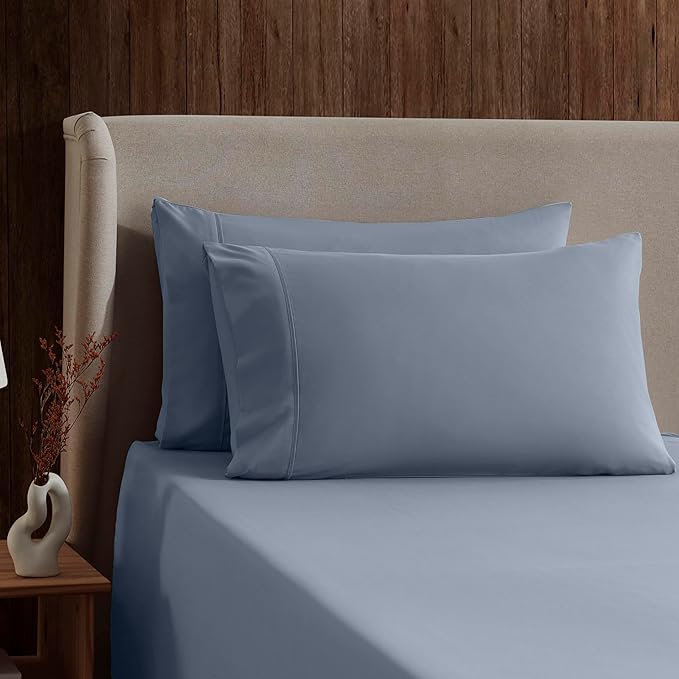 Nestl King Sheet Set - Luxury 1800 Ultra-Soft Microfiber King Bed Sheets - Double Brushed - Deep Pockets - Easy Fit - 4 Piece Set - Bedding Sheets & Pillowcases (King, Stone Blue)