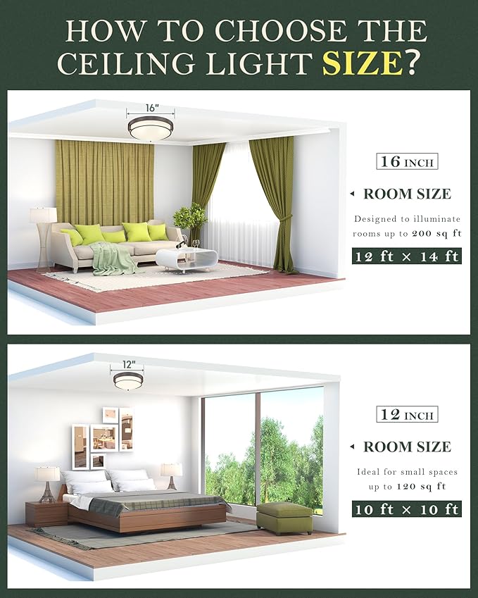 16 inch Flush Mount Ceiling Light, 3-Light Close to Ceiling Light Fixtures with Oil Rubbed Bronze Finish for Bathroom Bedroom Kitchen Hallway, CL4822-3W-BK