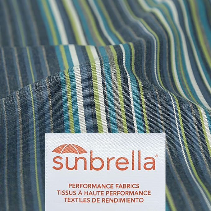Sunbrella Decorative Outdoor Water Repellent Throw Pillows with Inserts, Set of 4, 18" x18" Pillows for Patio, Backyard, Bed, Couch, and Patio Furniture, Beach Stripe Lagoon