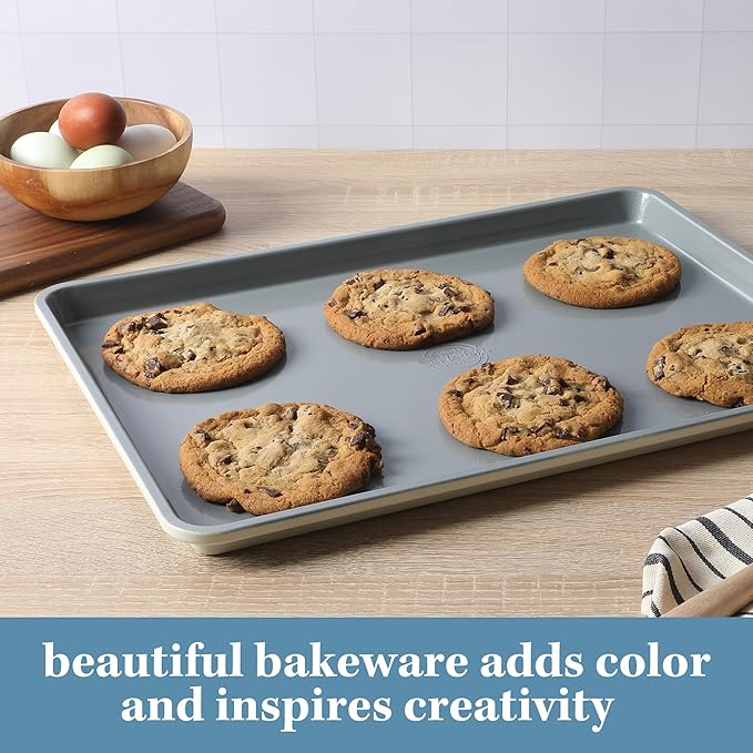 Sur La Table Kitchen Essentials Bake Sale Large 18 X 13 Inch PFA Free Ceramic Nonstick Cookie/Baking Sheet - Linen White