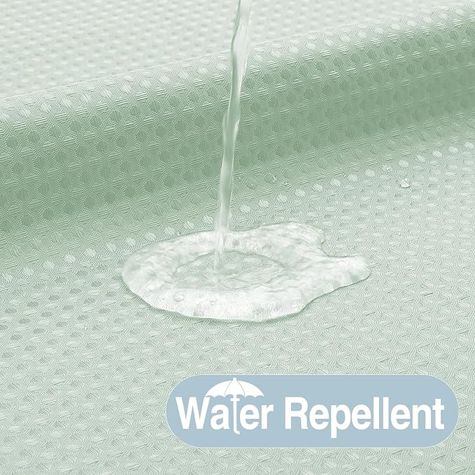 No Hook Shower Curtain with Snap in Fabric Liner, Waffle Weave Heavy Duty Thick Shower Curtains with Mesh Top Window, Hotel Style Waterproof Bathroom Curtain Set, 72 x 75 Inch, Mint Green