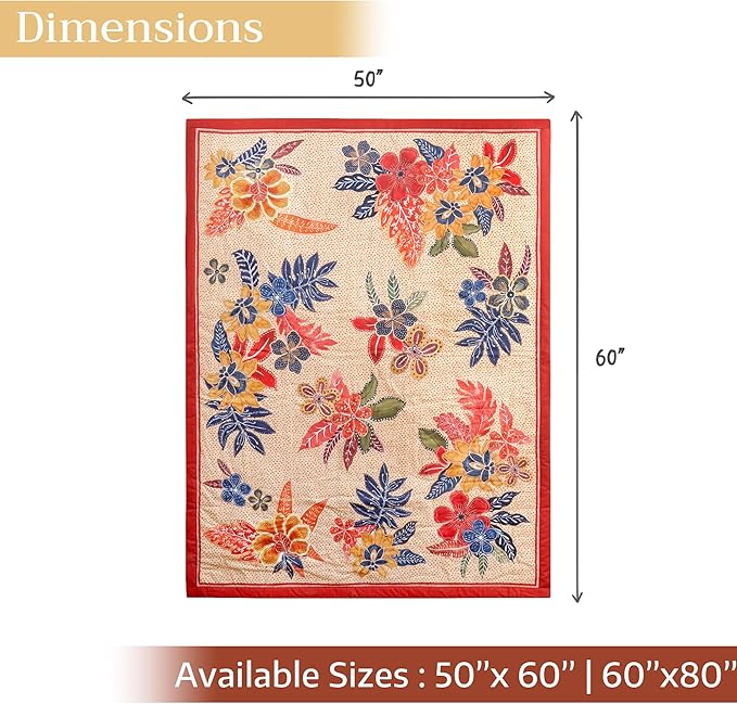 Maison d' Hermine Throw Blanket for Couch Lightweight Soft Warm Breathable Cotton Throw Blankets for Bed Girls Boys Women Men Gifts Sofa Travel Living Room Chair Bedding (60"x80", Kalahari)