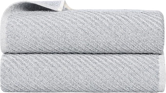 Superior Amelia Viscose Cotton Blend Medium Weight Bath Sheets, for Bathroom, Shower, Spa, Plush, Quick Dry, Ultra-Soft Towels, Essentials, Ribbed Design, Oversized Towels, Set of 2, Denim Blue