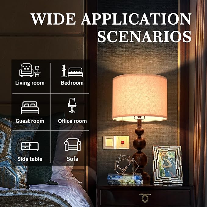 24.4" Farmhouse Bedside Black Table Lamps Set of 2 for Living Room Bedroom Nightstand, Black Iron Rustic Table Lamp for Kitchen, Vintage Table Lamp for End Table Side Table (Bulbs Not Included)