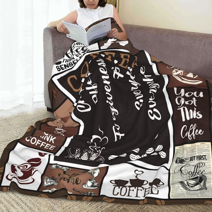 Coffee Blanket Coffee Throw Blanket Soft Fleece Flannel Bedding Gifts for Men Women Girls Lovers Adults Stuff Plush for Couch Sofa Bed Room Decor 50"X60"
