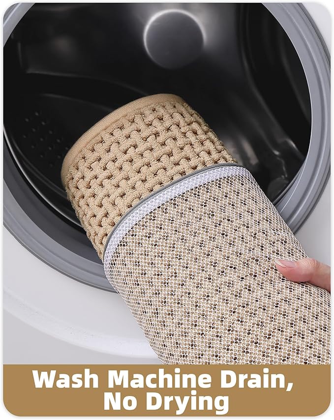 Color&Geometry Ultra Soft Chenille Bathroom Rugs Non Slip Rubber Backing, Machine Washable, Super Absorbent Floor Mat for Bathroom, Bathtub, Quick Dry Beige Bath Mat, Long Bath Runner,17"x47"