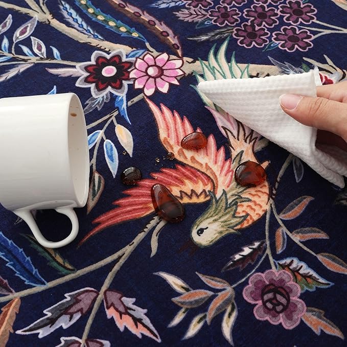 8x10 Area Rugs Vibrant Tree of Life-Patterned Vintage Washable Area Rug Non Slip Low Pile Large Rug for Bedroom Farmhouse Dining Room Kids Playroom, Blue