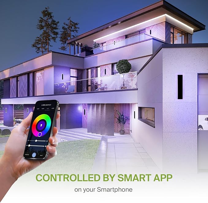 ASD LED 18" Long Wall Mount Light Fixture, Outdoor & Indoor Linear Sconce | RGBW, Smart, Waterproof, Anti-Rust, ETL Listed | 12W 590LM 2700-6500K 100-277V | Exterior Porch Lighting | Black, 2 Pack