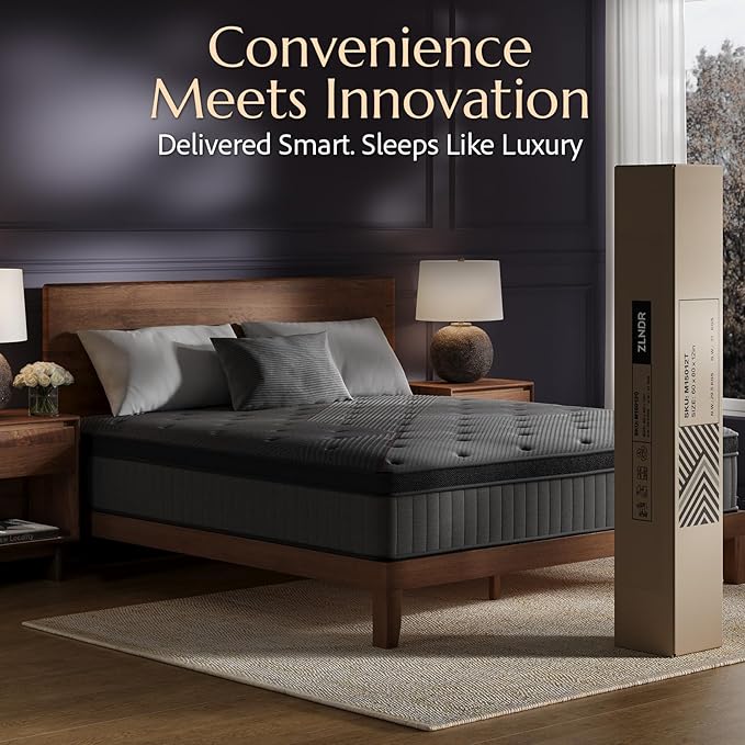 Aura Full Size Mattress - 12 Inch Hybrid Mattress Colchones Full in a Box - Medium Firm Cooling Gel Memory Foam & Pocket Coils for Pressure Relief - Motion Isolation - Fiberglass-Free - Black