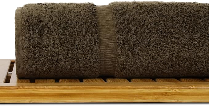 Luxury Hotel & Spa Collection Highly Absorbent, Quick Dry 100% Turkish Cotton 700 GSM, Eco Friendly Towel, for Bathroom Dobby Border Soft Bath Towel Set 27 X 54 -Cocoa, Bath Towels - Set of 4