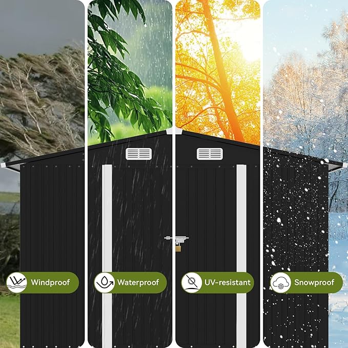 COMHOMA Shed Outdoor Storage Shed Metal,Lockable Doors Tool Sheds with Sloping Roof,Steel Garden Shed with Air Vent for Backyard,Patio,Lawn,Poolside (Grey, 10'*12')