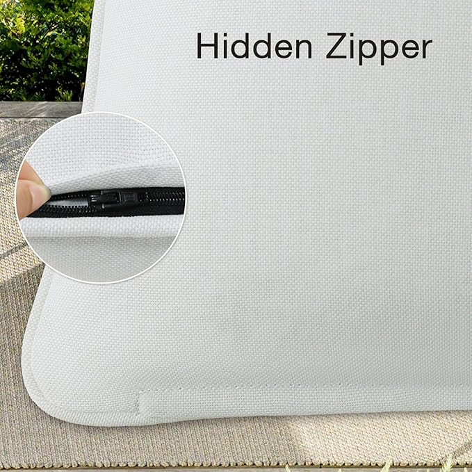 Decorative Outdoor Water Repellent Throw Pillows with Inserts, Set of 4, 20" x12" Pillows for Patio, Backyard, Bed, Couch, and Patio Furniture, Linen