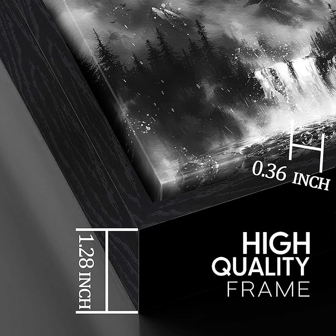 Forest Wall Art Canvas - Black and White Wall Art for Living Room - Black Framed Wall Art Size 29" x 59"