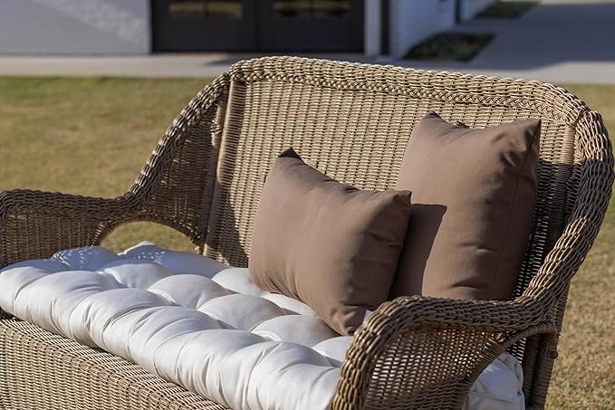 RSH DECOR: Sunbrella Square Throw Pillows Set of 4 | 17" x 17" | Water and Fade-Resistant Performance Fabric | Outdoor Pillow Covers with Down-Alternative Inserts | Canvas Taupe
