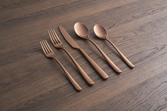 CAMBRIDGE Copper Satin Rise 20-Piece Flatware Set, Service for 4 (515220CPG12DS)