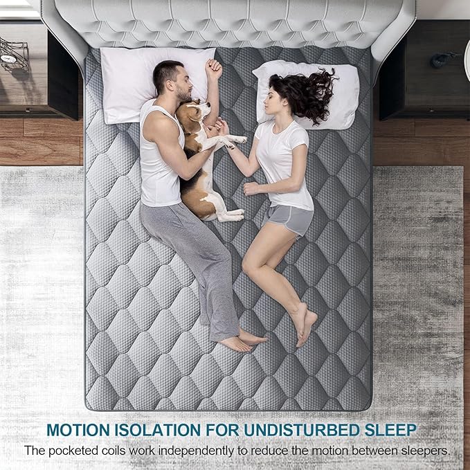 Twin Hybrid Mattress, 10 Inch Medium Mattress Euro Top for Back & Lumbar Support, Individual Pocket Spring Bed for Motion Isolation & Pressure Relief