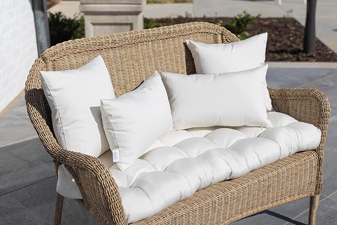 RSH DECOR: Sunbrella Square Throw Pillows Set of 2 | 17" x 17" | Water and Fade-Resistant Performance Fabric | Outdoor Pillow Covers with Down-Alternative Inserts | Canvas Canvas