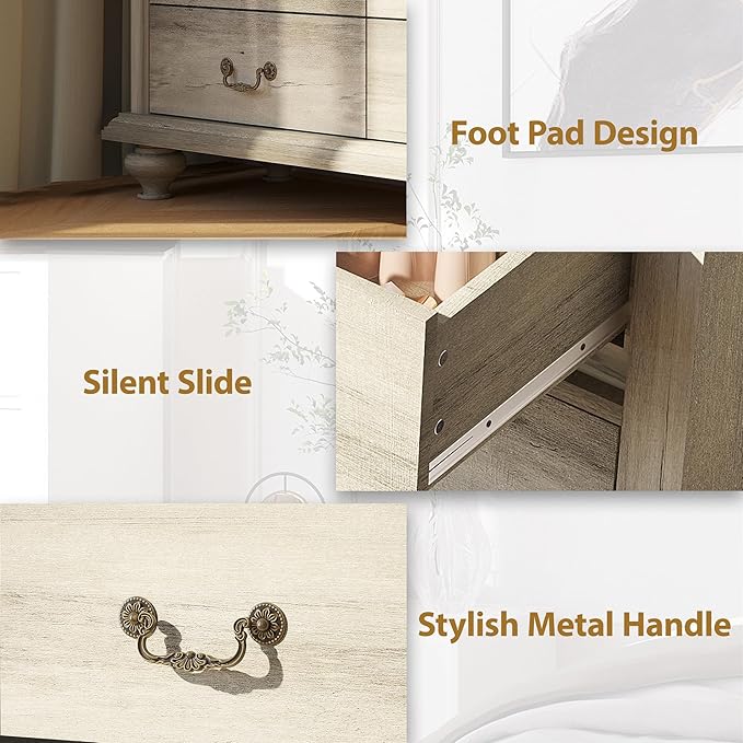 9 Drawers Dresser for Bedroom, Wooden Chest of Drawer with Large Drawers & Metal Handles for Bedroom, Living Room, Hallway, Grey