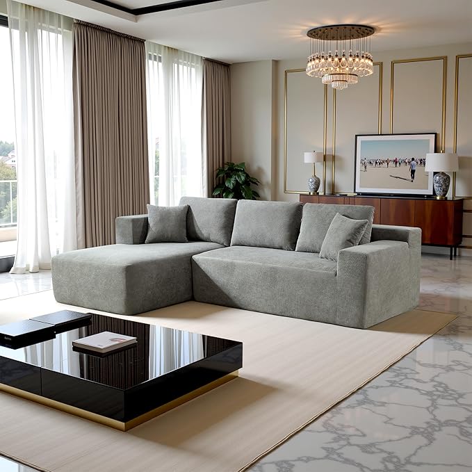 Sectional Couches for Living Room 106" L Shaped Cloud Couch Modern Modular Sectional Sofa Bad, Boneless Couch with Deep Seat, No Assembly Required (Chenille, Beige)