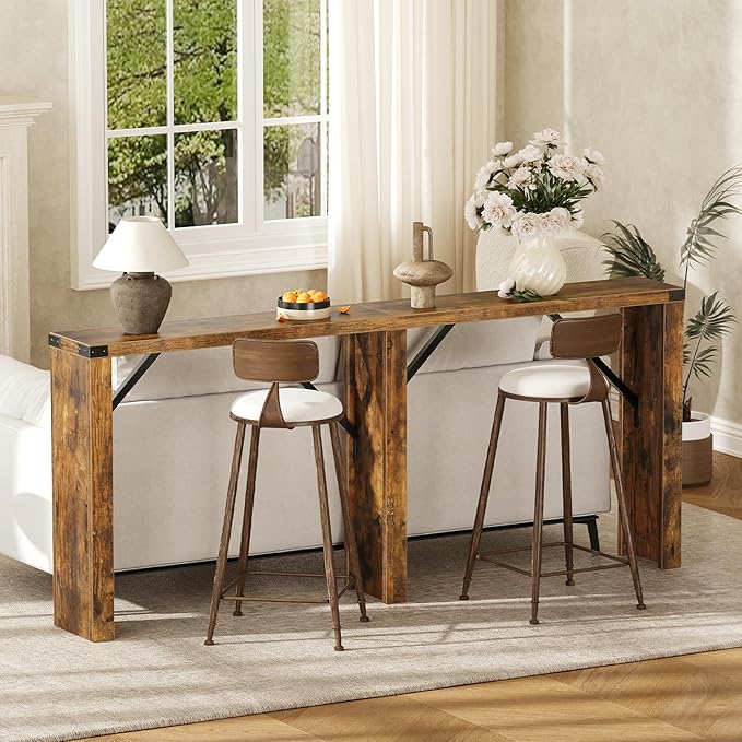 Console Table, 63" Long Behind Couch Sofa Table, Entryway Table, Farmhouse Console Table for Narrow Spaces, Hallway, Living Room, Rustic Brown CT30BR