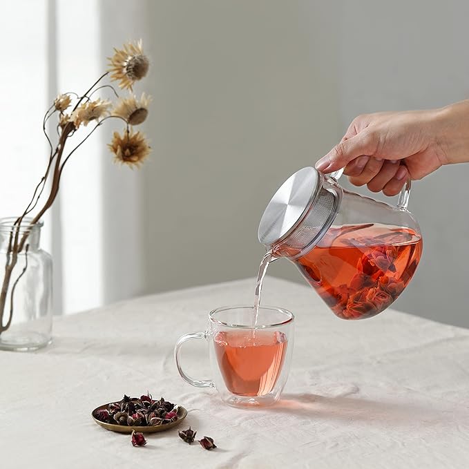 CNGLASS Insulated Espresso Glass Mugs 5.4oz/160ml, Small Clear Coffee Mugs Set of 6, Double Wall Glass Cups with Handle for Tea and Macchiato