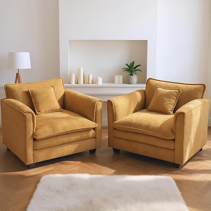 SweetGO corporation 42'' Plush Single Sofa Accent Chair with Ottoman for Living Room/Bedroom, Modern Couch for Cozy Lounge Chair for Reading