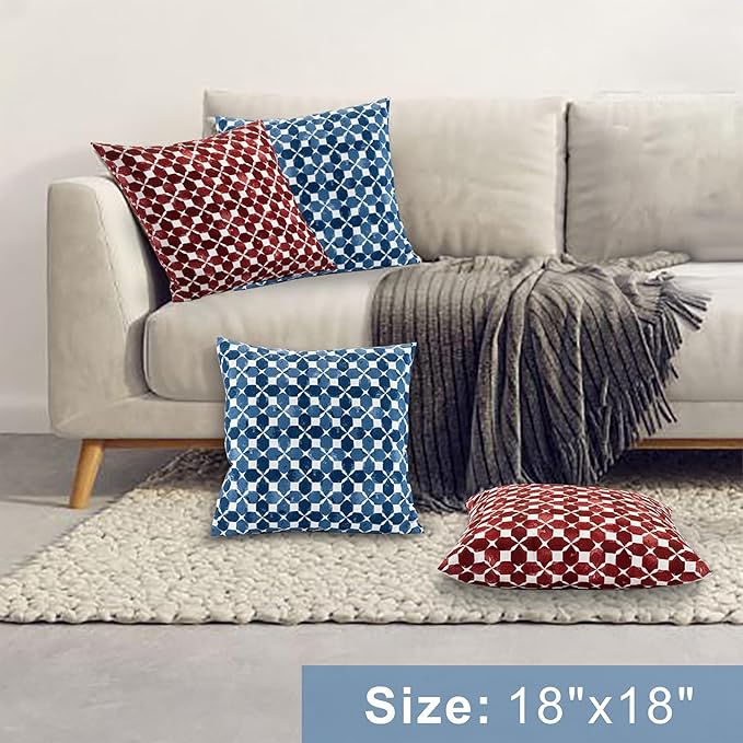 JMGBird 18×18 Inch Outdoor Lumbar Pillows Pack of 2 Colors Waterproof Throw Pillows with Insert Rectangular Decorative Garden Cushion for Home Furniture Patio Coach Sofa