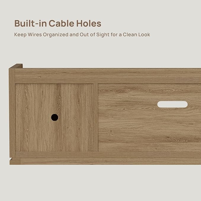 SICOTAS TV Stand Entertainment Center - 67" TV Console for Living Room Modern TV Stand for Bedroom, Media Console with Shelf and Cabinet, Entertainment Stand for TVs up to 65 75 Inch(Brown Oak)