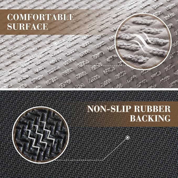 RESARE Non Slip Bathroom Runner - Machine Washable Bath Rugs, Super Absorbent Bath Mat Quick Dry Bath Runner, Bath Mat Ultra Soft Rugs for Bathroom Floor, 24"x47" Light Grey