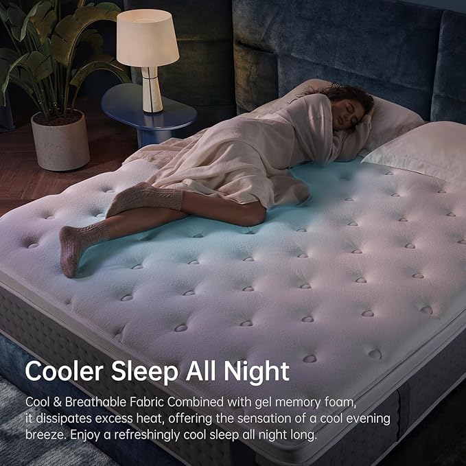 King Mattress 12 Inch,Medium Firm Hybrid with Memory Foam& Individually Wrapped Pocket Coils for Support,CertiPUR-US Certified,Fiberglass-Free