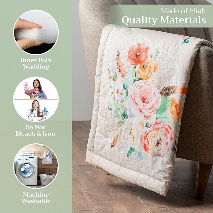 Maison d' Hermine Throw Blanket for Couch Lightweight Soft Warm Breathable Cotton Throw Blankets for Bed Girls Boys Women Men Gifts Sofa Travel Living Room Chair Bedding (50"x60", Ibiza)