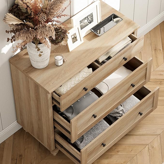 WAMPAT TV Stand for 75 Inch TV, Wood TV Cabinet Entertainment Center Television Stands for Living Room, 2-in-1 Sideboard Buffet Cabinet with Glass Door & Drawer for Kitchen, Oak