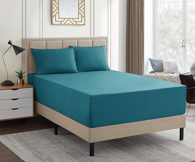1500 Supreme Collection Extra Deep Pocket Sheets Set - Luxury Soft Bed Sheets, Wrinkle Free, Bedding, Over 40 Colors, 21 inch Extra Deep Pocket, King, Teal