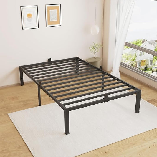 18 Inches Twin Bed Frames, Heavy Duty Metal Platform Bed Frame with Mattress Slide Stopper - Easy Assembly | Noise Free Bedframes | No Box Spring Needed