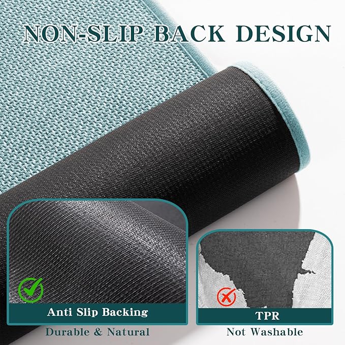 chakme Bathroom Rugs Mat 47x25, Navy Blue, Ultra Thin Non Slip Bath Mat, Large Quick Dry Absorbent Bath Mat for Bathroom Floor