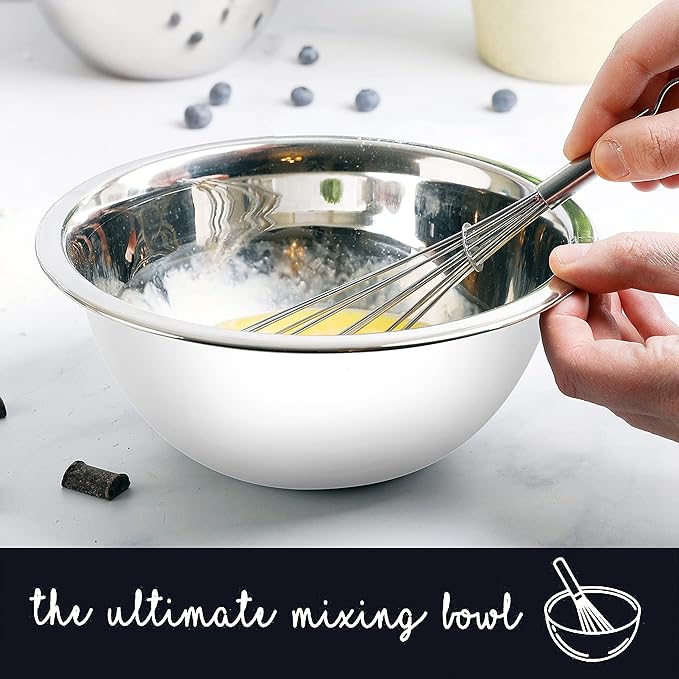 WHYSKO Meal Prep Stainless Steel Mixing Bowls Set, Home, Refrigerator, and Kitchen Food Storage Organizers | Ecofriendly, Reusable, Heavy Duty (White)