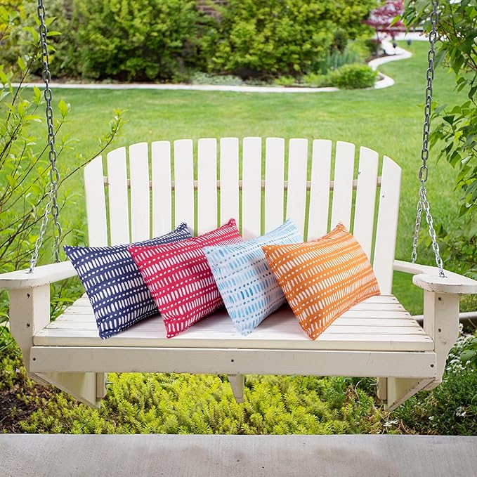 Pack of 2 12x20 Outdoor Pillows, Waterproof Throw Pillows with Inserts, Decorative Lumbar Pillows for Patio, Garden, Couch, Furniture, Sofa, Bed, Living Room(Pebble Blue)