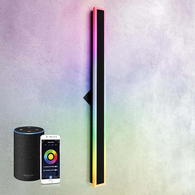 ASD LED 48" Long Wall Mount Light Fixture, Outdoor & Indoor Linear Sconce | RGBW, Smart, Waterproof, Anti-Rust, ETL Listed | 36W 1900LM 2700-6500K 100-277V | Exterior Porch Lighting | Black