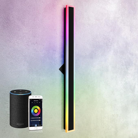 ASD LED 48" Long Wall Mount Light Fixture, Outdoor & Indoor Linear Sconce | RGBW, Smart, Waterproof, Anti-Rust, ETL Listed | 36W 1900LM 2700-6500K 100-277V | Exterior Porch Lighting | Black