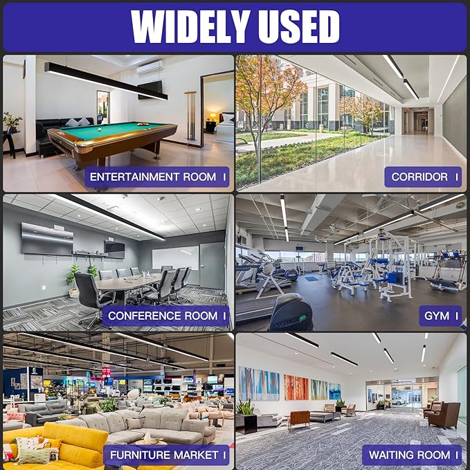 JTT 8FT LED Linear Light,8Foot LED Shop Lights 100/80/60W 3/4/5000K CCT Selectable,Commercial 8Feet Lighting Fixture 0-10V Dimmable Lighting Fixture ETL for Gym Retails Office Garage Classroom,2Pack