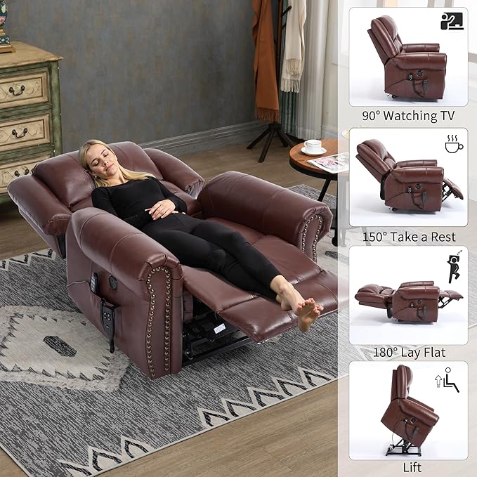 Recliner Chairs for Adults, Oversized Bedroom Chair with Massage, Sofa Chair Home Theater Seating with Lumbar Support, Comfortable Lift Chair for Elderly, Glider Nursery Chair for Living Room