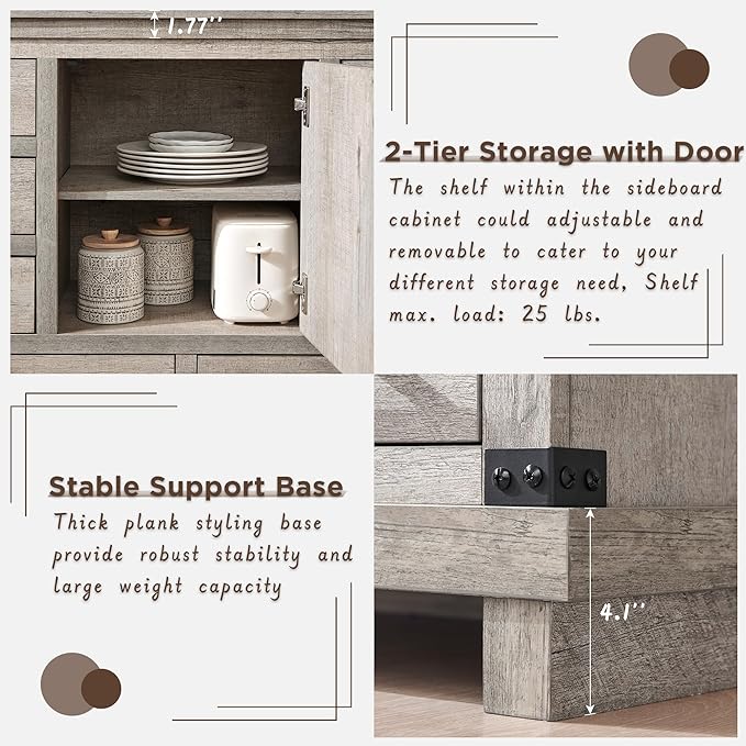 RedLemon Farmhouse 8 Drawers Dresser for Bedroom, Wood Large Chest of Drawers with Thick Plank, Rustic Dresser for Bedroom, Living Room, Light Rustic Oak