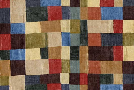 MontVoo -Bath Mat-Non Slip Thin Bathroom Rugs Fit Under Door- Quick Dry Absorbent Faux Suede Surface Grey Bathroom Floor Mats-Shower Rug for in Front of Bathtub Shower Retro Colors Plaid 16x24